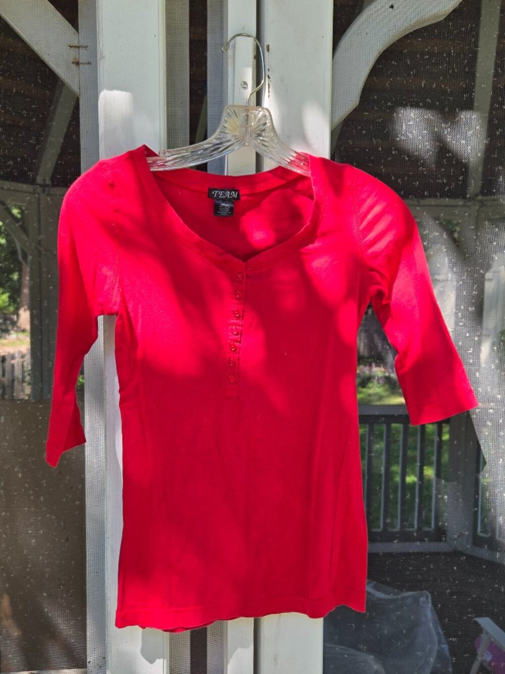 Red cotton Henley